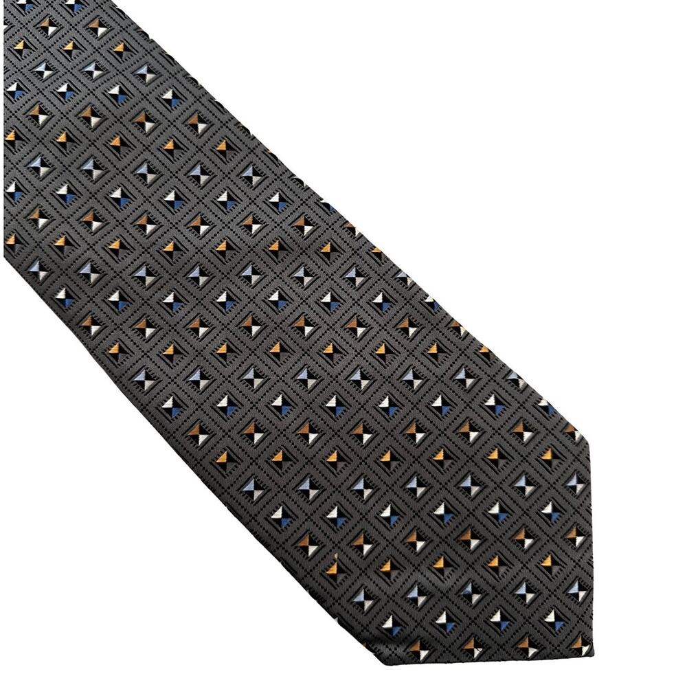 Vintage Grey Geometric Print Silk Necktie from FR Tripler